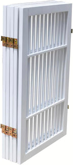 Urnporium Pet Dog Gate Freestanding, Strong Durable Folding Wooden Fence, Portable Acacia Hardwood Safety Barrier for Indoor & Outdoor Use (White Pet Gate, 5 Panel 30" Tall)