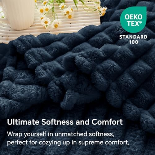 BEDELITE Navy Blue Fleece King Size Throw Blankets for Bed, 108x90 Inch - Image 4