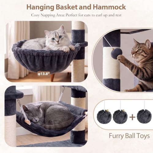 Gitelsnour Cat Tree, 71'' Tower for Large Cat with Scratching Post, GCT032G - Image 5