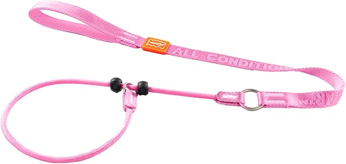 HowGo Slip Lead Dog Leash, 2 Spring-Loaded Slide Stopper (Pink 3.6FT) | Paddle Handles Heavy-Duty Training Lead Collar,Lightweight Aluminum Nylon,No-Pull Walking,Large Medium Breeds,Dog Trainer