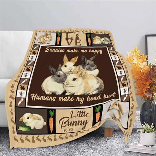 Bunny Throw Blanket Rabbit Bunny Stuff Gifts for Kids Girls Boys Adults Women Men Soft Cozy Warm Plush Fluffy Fuzzy Fleece Blanket 50''X60'' - Image 3
