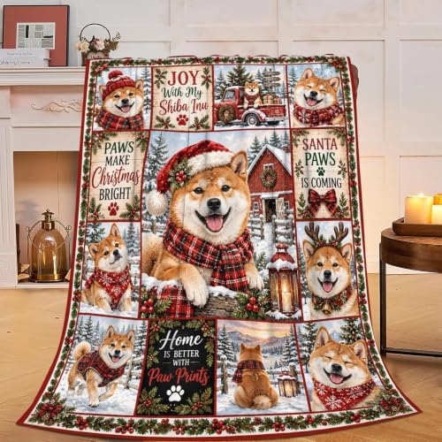 Shiba Inu Christmas Throw Blanket Cute Dog Holiday Gifts 40''X50'' by Fuzawet
