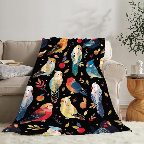 Parrot Bird Throw Blanket Cute Cockatiel Stuff Gifts for Kids Girls Boys Adults Women Men Soft Cozy Warm Plush Fluffy Fuzzy Fleece Blanket Decor 60''X80'' - Image 2