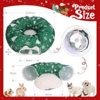 Cat Tunnel Bed Under Christmas Tree, Cat Tunnel Christmas Tree Skirt for Indoor Cats, Donut Tunnel Toys for Multiple & Large Carts, for Kitten, Rabbit, Puppy, Green Snowflake - Image 6