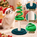 Christmas Tree Cat Scratcher with 8 Interactive Toys, Multi-Level Cat Tower - Image 4