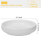 Ceramic Cat Bowls,Shallow Cat Dishes for Food and Water, 6 inch Matte Finish Wide Cat Food Bowl,Whisker Fatigue Free Pet Puppy Kitten Bowl Set of 3,Dishwasher Safe
