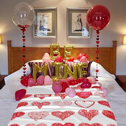 Valentine's Day Love Hearts Throw Blanket, Soft Lightweight Flannel Blanket, Wedding Anniversary Birthday Gifts for Girlfriend Wife, Anti-Pilling Blankets for Bed Sofa Couch Chair, 60 x 80 Inch - Image 5