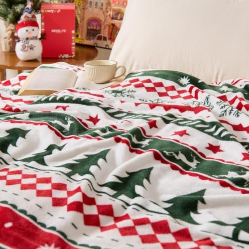 BEDELITE Christmas Stripe Blanket for Decor & Gift, Red Green, 50"x60" - Image 4