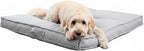 Indoor Dog Bed with Removable Washable Cover, Soft Basketweave Fabric, Reversible Cushion, Carry Handle, Baffle Construction to Help Prevent Fill Shifting, Cement - Large (40"x40")