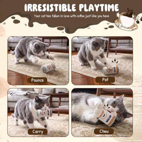 Plush Coffee Cat Toys with Refillable Pouch 2 Pack - Image 5