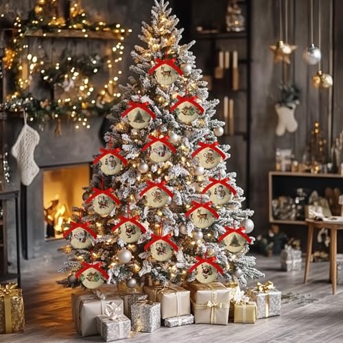Vintage Christmas Decor 16Pcs - Vintage Christmas Ornaments Tree Decorations Hanging Balls, Classic Decorations Ball 2.36 Inch for Xmas Tree Party Home Holiday - Image 4
