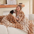 COZY KISS Deer Print Blanket, Faux Fur Dog Blanket for Christmas, 60"x80" - Image 5