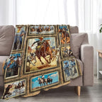 Western Cowboy Blanket for Girls Women Boys Men Adults Kids Soft Cozy Fleece Country Wild West Throw Blankets Gifts Warm Flannel Plush Stuff Lightweight Decorative for Couch Bed Sofa 60"X50" - Image 4