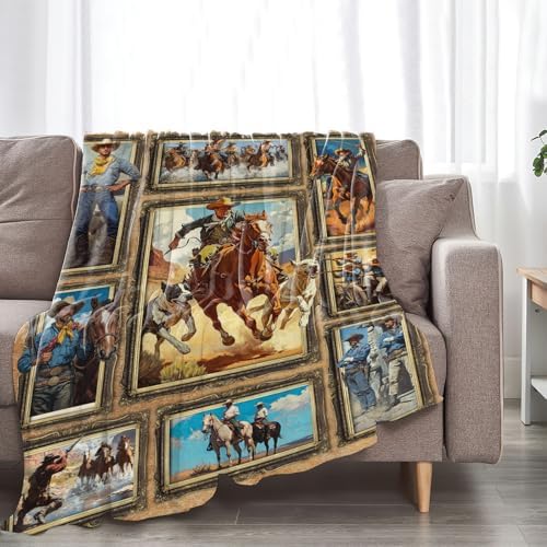 Western Cowboy Blanket for Girls Women Boys Men Adults Kids Soft Cozy Fleece Country Wild West Throw Blankets Gifts Warm Flannel Plush Stuff Lightweight Decorative for Couch Bed Sofa 50"X40" - Image 4