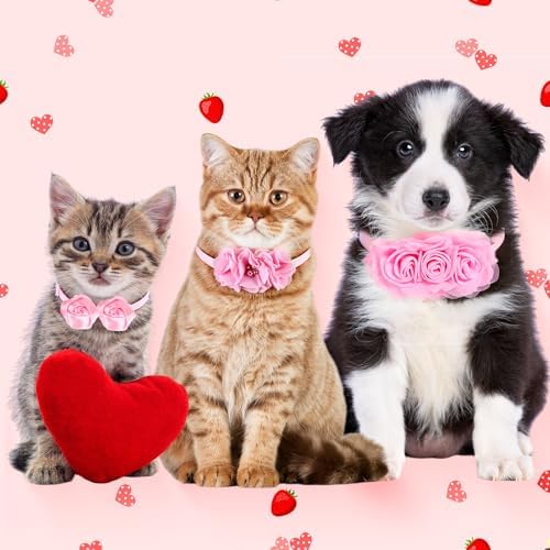50 Pcs Dog Collar Flowers Pink Flower Dog Bows - Image 4