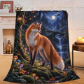 Red Fox Throw Blanket Moonlit Forest Woodland Animal Gifts 40''x50'' by Fuzawet