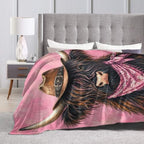 Highland Cow Blanket Cowgirl Western Pink Throw Stuff Gifts 80"x60" - Image 7