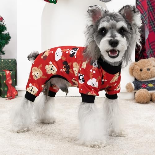 XPUDAC 4 Pack Dog Christmas Pajamas Clothes Pjs for Small Dogs Winter, M - Image 3