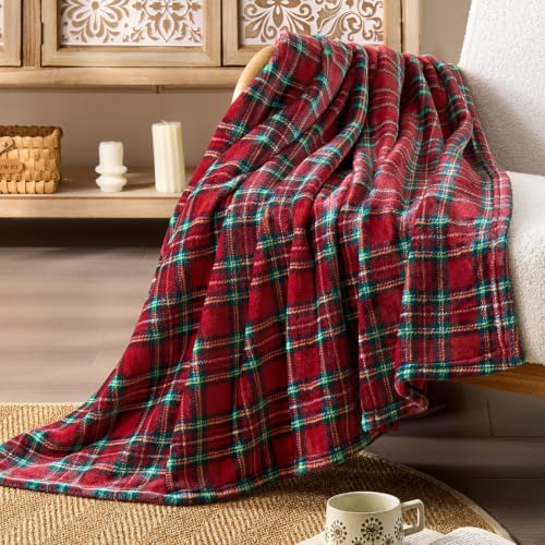 BEDELITE Christmas Tartan Fleece Throw Blanket for Couch & Bed, Red, 60x80 - Image 5