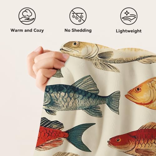 Fish Throw Blanket Fish Gifts for Kids Girls Boys Adults Women Men Soft Cozy Warm Plush Fluffy Fuzzy Fleece Blanket Birthday Festival Decor 50''X60'' - Image 7