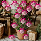 Pink Christmas Decor - Pink Christmas Tree Decorations Snowman Santa Candy Hanging Ornaments Balls, Cute Decorations Ball 2.36 Inch for Xmas Tree Party Home Holiday，Xmas Gifts Set of 16Pcs - Image 3
