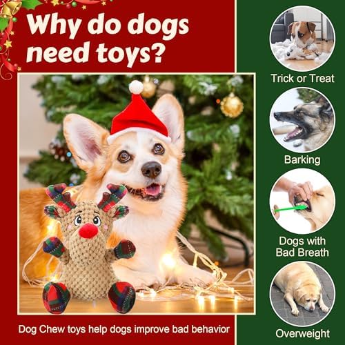 Newget Christmas Squeaky Dog Toys, Plush Dog Chew Toys with Crinkle Paper - Image 4