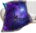 Dragonfly Blanket for Girls Women Boys Men Adults Kids Soft Cozy Fleece Purple Galaxy Starry Dragonfly Throw Blankets Gifts Warm Flannel Plush Lightweight Decor for Couch Bed Sofa 60"X50" - Image 2