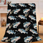 Bass Fish Blanket for Girls Women Boys Men Adults Kids Soft Cozy Fleece Fishing Throw Blankets Fisherman Gifts Warm Flannel Plush Lightweight Decor for Couch Bed Sofa 80"X60" by Unknown