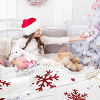 Christmas Throw Blanket Snowflake Fleece Throw Blanket Winter Holiday Lightweight Decorative Blankets Super Soft Cozy Throw Blankets for Home Sofa Couch(Red/Gold Snowflake) 50" x 60" - Image 4