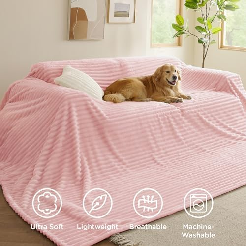 Bedsure Soft Large Fleece Blanket for Bed Coral Pink 120"x120" - Image 5
