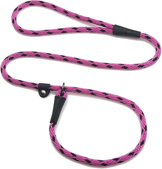 Mendota Pet Slip Leash - Dog Lead and Collar Combo - Made in The USA - Black Ice Raspberry, 3/8 in x 4 ft - for Small/Medium Breeds