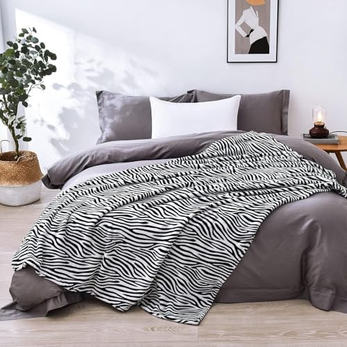 Vessia Zebra Printed Twin Blanket for Bed, 300GSM Couch Blanket for Adults - Image 3
