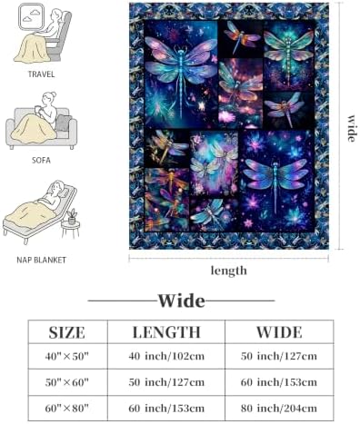 Dragonfly Blanket Dragonfly Throw Blanket Gifts for Women Men Boys Girls Kids Adults Super Soft Cozy Plush Fluffy Fuzzy Fleece Blanket Home Decor 50''X60'' - Image 6