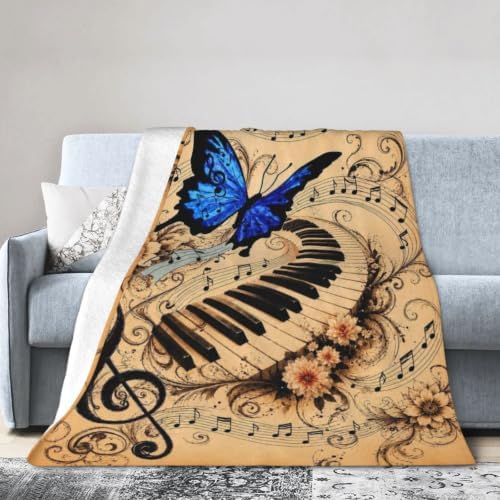 Piano Butterfly Blanket Music Lover Throw Stuff Gifts 50"x40" - Image 2