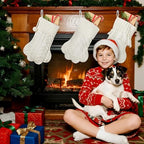 WATINC Pet Paw Christmas Stockings - 3 Pack Large Paw Shape Stocking with Tassel, Pet Dog Cat Knit White Christmas Hanging Socks for Xmas Eve Party Holiday Fireplace Tree Gift Decoration - Image 5