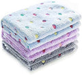 1 Pack 3 Blankets Super Soft Cute Dot Pattern Pet Blanket Flannel Throw for Dog Puppy Cat Blue/Purple/Grey Large by luciphia