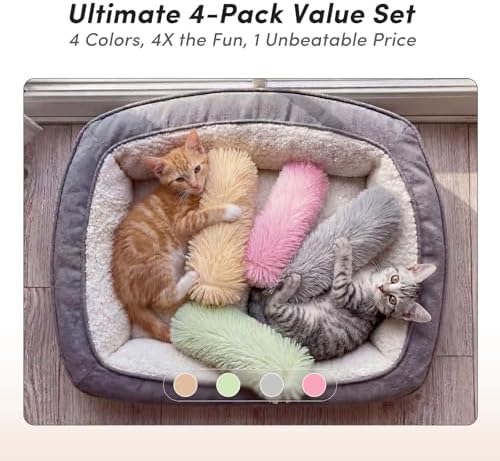 Catnip Cat Toys 4 Pack, Soft Cat Pillow Kicker Toys with Crinkle Sound, Interactive Cat Plush Toys for Indoor Cats and Kittens - Image 7