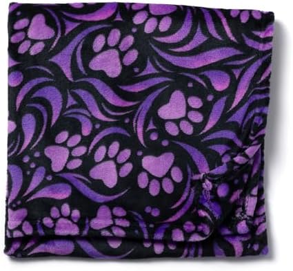 Pet Dog Cat Blanket Ultra Soft Cozy Fleece Paw Print Design Machine Washable Durable for Crates Beds Sofas Travel (Purple Paw Symphony, Medium) by GreaterGood