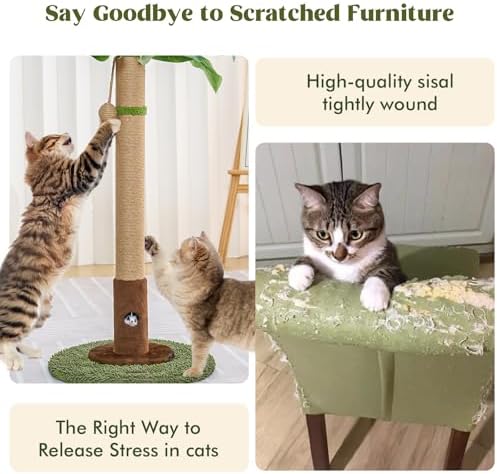Woochpet Cat Scratching Post for Indoor Cats,35.43" Tall Cat Scratcher Tree - Image 6