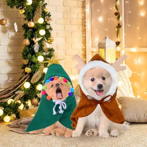 Aliceset 4 Pcs Christmas Cat Costume Reindeer Hat Cape for Cat Puppy - Image 4