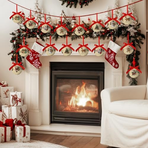 Vintage Christmas Decor 16Pcs - Vintage Christmas Ornaments Tree Decorations Hanging Balls, Classic Decorations Ball 2.36 Inch for Xmas Tree Party Home Holiday - Image 5