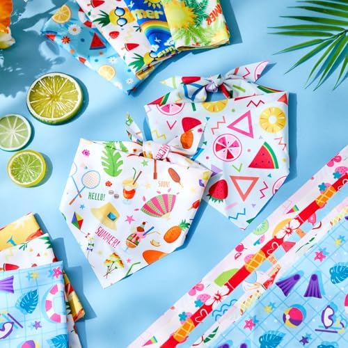 Preboun 50 Pcs Summer Bandanas Dogs Bulk Hawaiian Dog Bandanas Fruit Kerchief Set for Summer Puppy Small Medium Large Pets Costume Accessories (31. 5 x 21. 7 x 21. 7 Inch) - Image 5