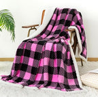 Touchat Sherpa Plaid Twin Blanket 60" X 70", Fuzzy Fluffy Soft Cozy Throw Blanket, Twin Size Plush Fleece Flannel Plush Microfiber Blanket for Couch Bed Sofa (Rosepink) - Image 5