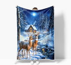 Christmas Throw Blanket, Winter Deer Snow Forest Holiday Theme Blanket for Couch and Bed, Warm Cozy Winter Cabin Throw, Super Soft, 50x60 Inch, Blue - Image 5