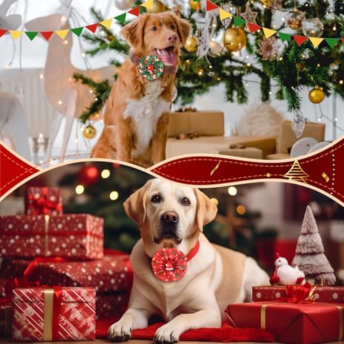 Sumind 80 Pcs Christmas Dog Collar Bows Bulk Xmas Bow Ties Flowers Charms Grooming for Small Medium Large Dogs Cats Pet Holiday Party Decoration Costume Supplies - Image 6