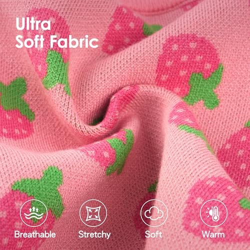 Dog Sweater Cute Strawberry Dog Clothes Pullover Knitted Sweaters for Small Medium Dogs Cats Girl Thick Warm Puppy Clothes for Chihuahua Yorkie Bulldog Cold Weather Pet Outfits - Image 3