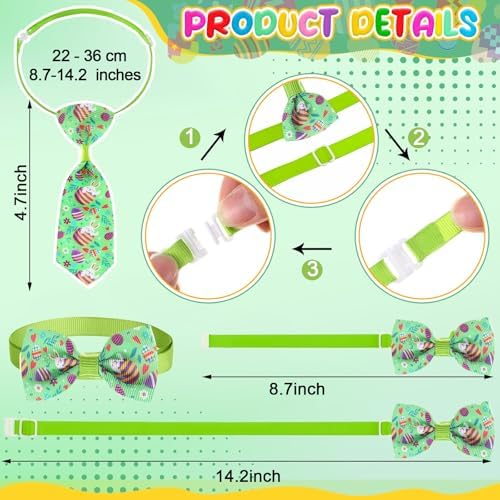 Chunful 150 Pcs Easter Dog Bow Ties Collars Bulk Easter Adjustable Cat Dog Bowtie Neckties Collars Set Basic Bow Tie for Small Medium Pet Grooming Accessories - Image 5