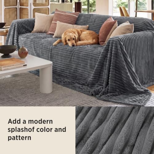 Bedsure Soft Large Fleece Blanket for Bed Frost Gray 120"x120" - Image 4