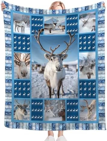 Reindeer Blanket for Girls Women Boys Men Adults Kids Soft Cozy Fleece Deer Moose Throw Blankets Gifts Warm Flannel Plush Lightweight Decor for Couch Bed Sofa 60"X50" - Image 5