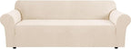 H.VERSAILTEX Stretch Oversized Couch Cover 1 Piece Sofa Slipcovers for Living Room Feature Thick Checked Jacquard Fabric with Elastic Bottom, Sofa X-Large - Natural